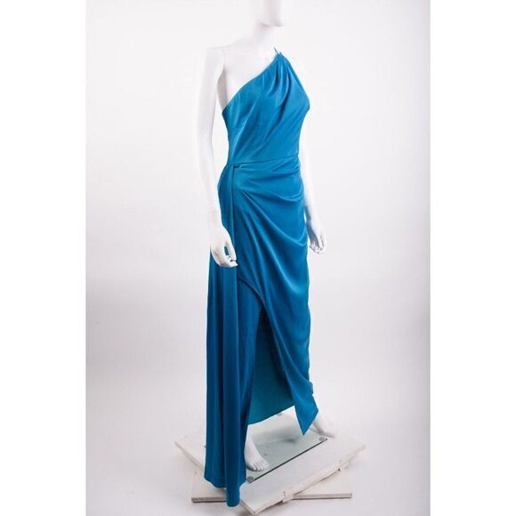Aidan Mattox Womans Evening Gown Draped Satin One-Shoulder Size US 10 EU 42 NWT - Picture 4 of 6